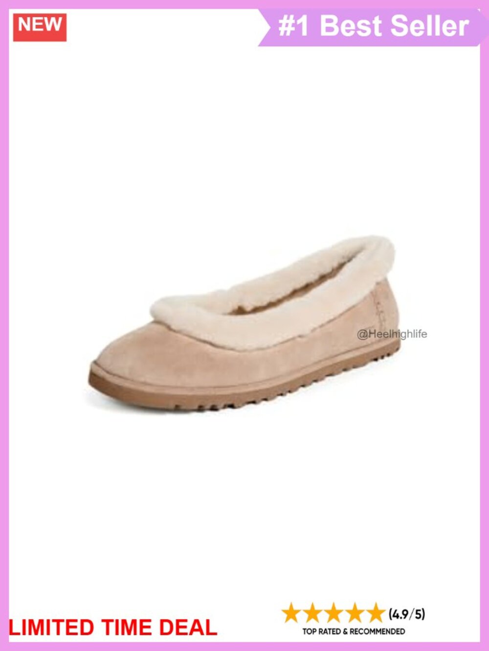 Suede Ballet Flat Round Toe Slip-On Pull-On Sheepskin Comfort Casual Wear